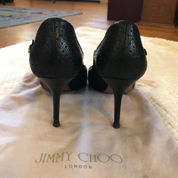 Jimmy Choo Black Peep Toe Buckle Pumps sz 40 - Picture 3 of 7